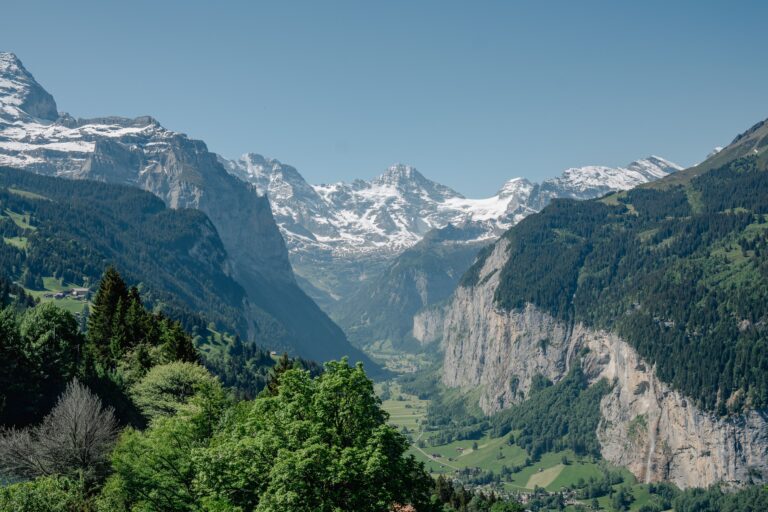 The Lauterbrunnen Valley in summer, home to the car-free villages of Wengen, Mürren and Gimmelwald