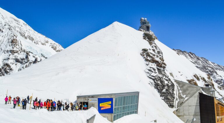 Snow-covered peaks at Jungfraujoch, the Top of Europe